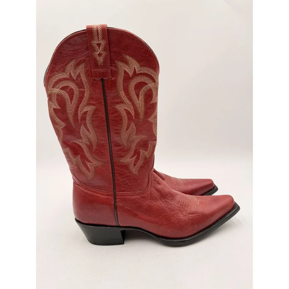 Shyanne Women's Lucille Red Leather Western Boot Snip Toe Size 10M - Picture 1 of 7